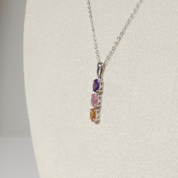 Swarovski Crystals Pendant Necklace Multi Color - Picture 4 of 8